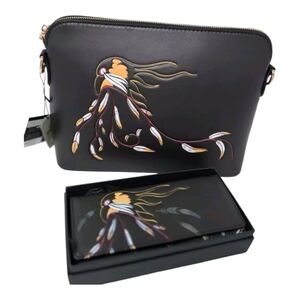 Maxine Noel Eagle's Gift Faux Leather Art Shoulder Bag And Wallet